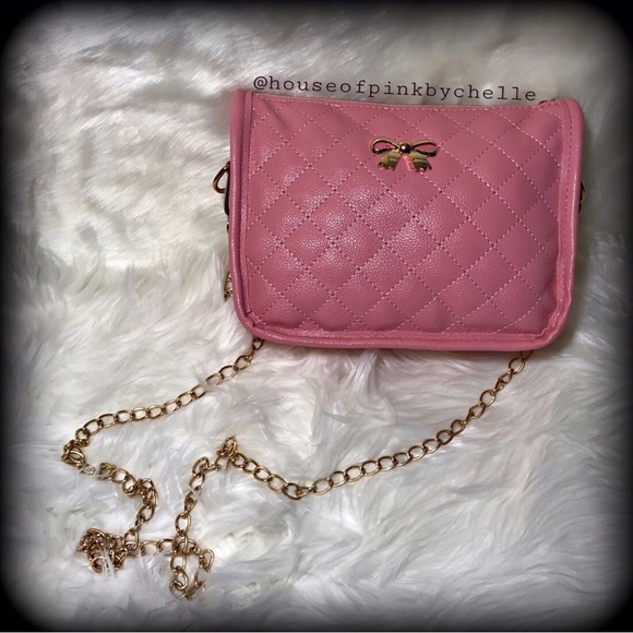 PinkBombchelle Pink Quilted Pattern Makeup Bag/Purse — Bow - Picture 7 of 12